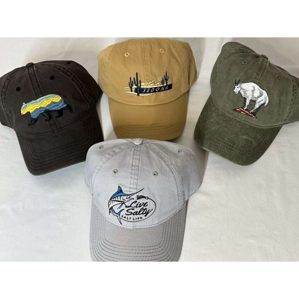 Lot Of 4 New Ball Caps Hat Strap Back Sedona /2 Rocky Mt /Salt Life